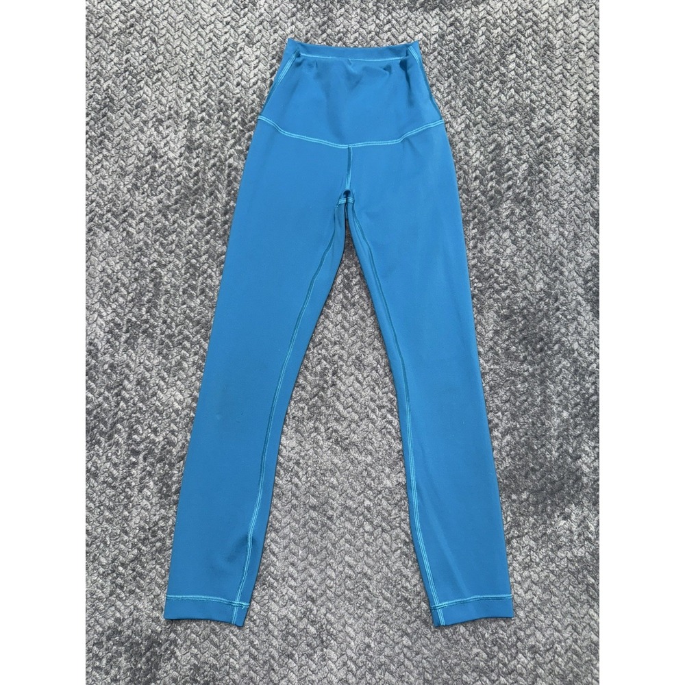 Lululemon Womens Wunder Train Hawaiian Blue HR Tight Pockets Size 0